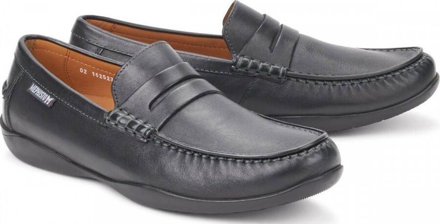 Mephisto Klassieke zwarte leren loafers voor heren