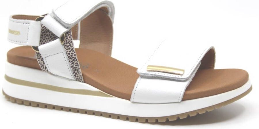 Mephisto Wit leren sleehak sandaal met comfort technologie Beige Dames