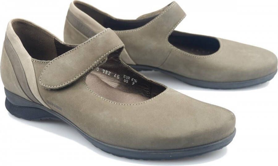 Mephisto Grijze Nubuck Ballerina met Klittenband Gray Dames