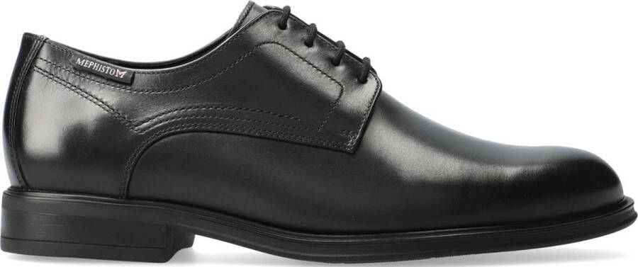 Mephisto Zwarte Leren Veterschoen voor Heren Black Heren