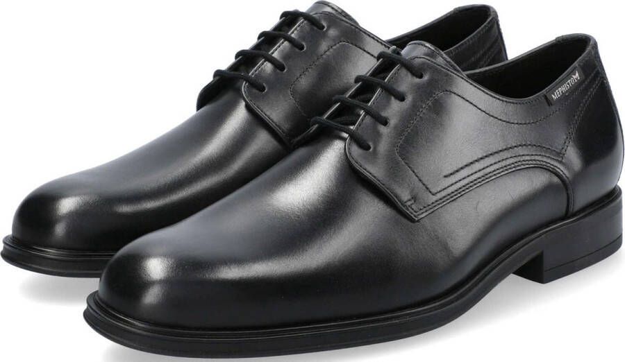 Mephisto Zwarte Leren Veterschoen voor Heren Black Heren