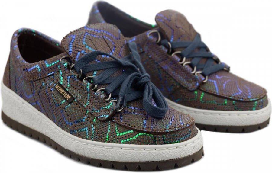 Mephisto Donkerbruine Leren Veterschoen voor Dames Brown Dames