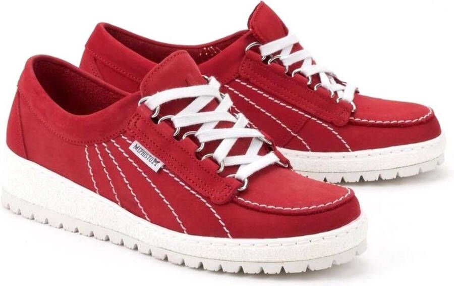 Mephisto Rode Nubuck Veterschoen voor Dames Red