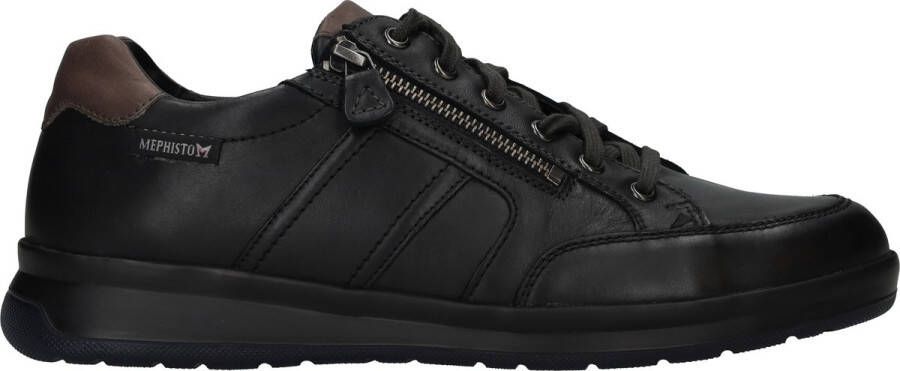 Mephisto Zwarte Leren Sneaker Lisandro Comfortabel Stijlvol Black Heren