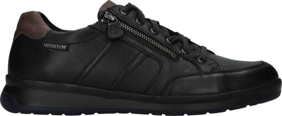 Mephisto Zwarte Leren Sneaker Lisandro Comfortabel Stijlvol Black Heren