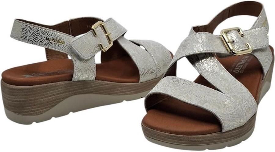 Mephisto Claudine white dames sandaal zilverprint