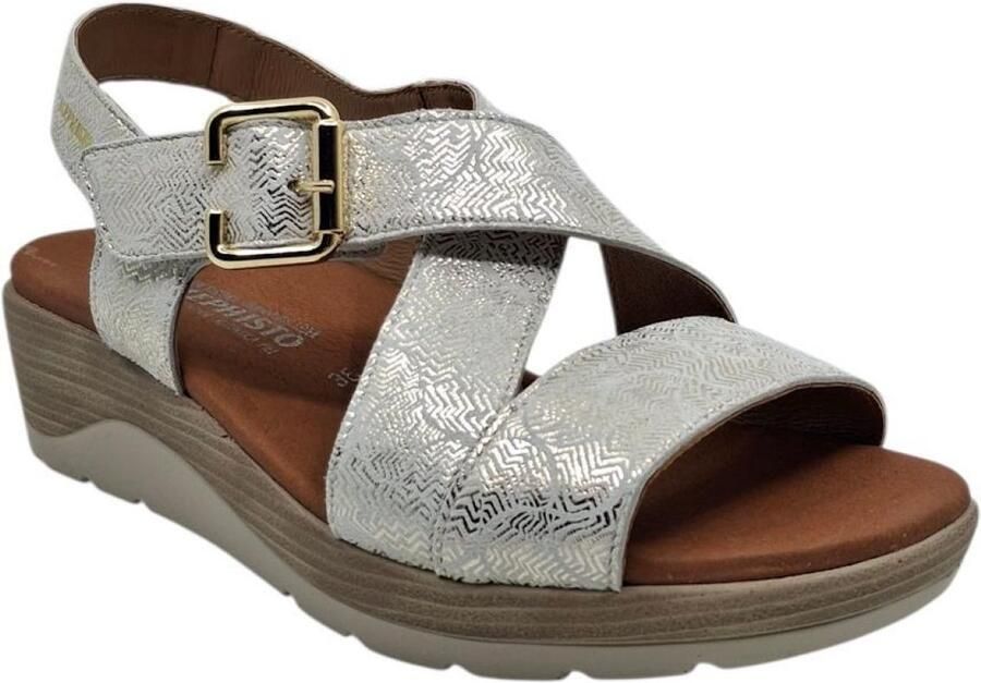 Mephisto Claudine white dames sandaal zilverprint