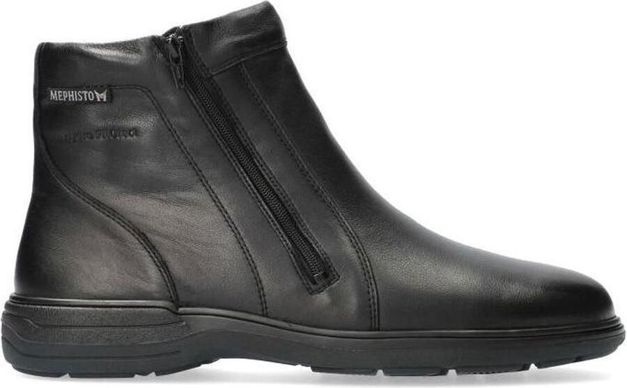 Mephisto Zwarte Leren Heren Enkellaars Black