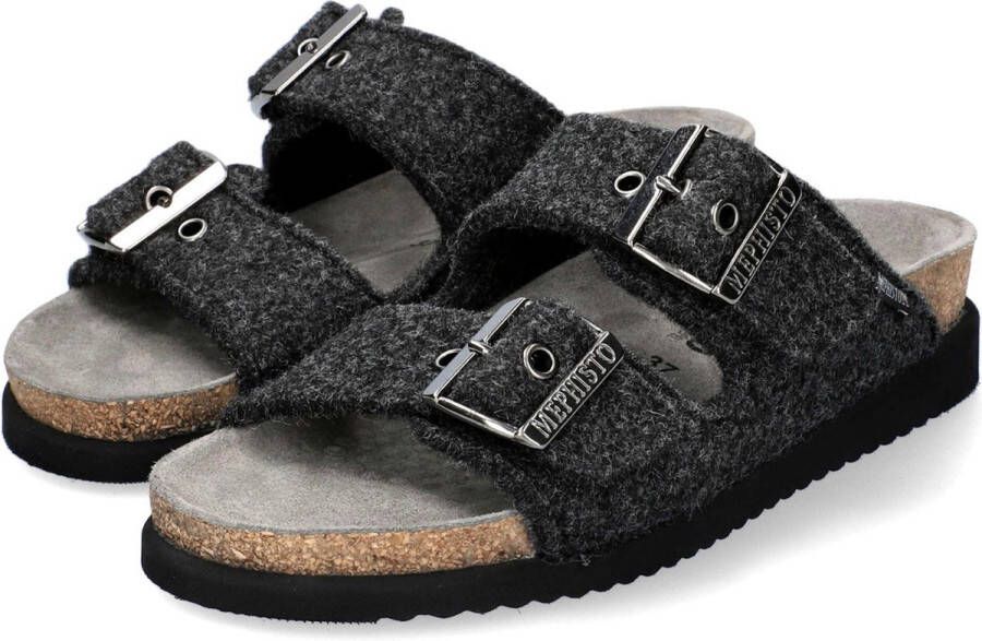Mephisto Zwarte textielsandaal voor dames Black