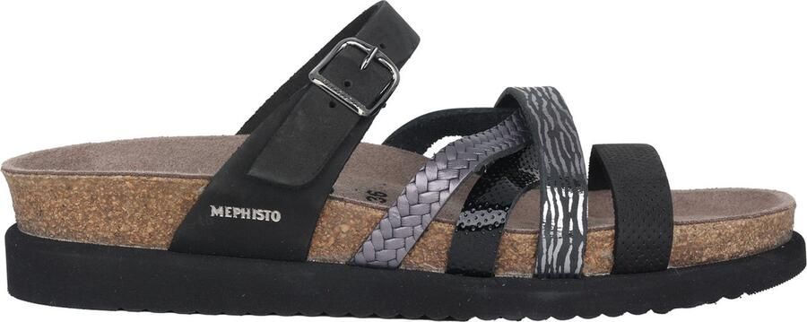 Mephisto Zwarte Mix Slide Sandaal Comfortabele Stijl