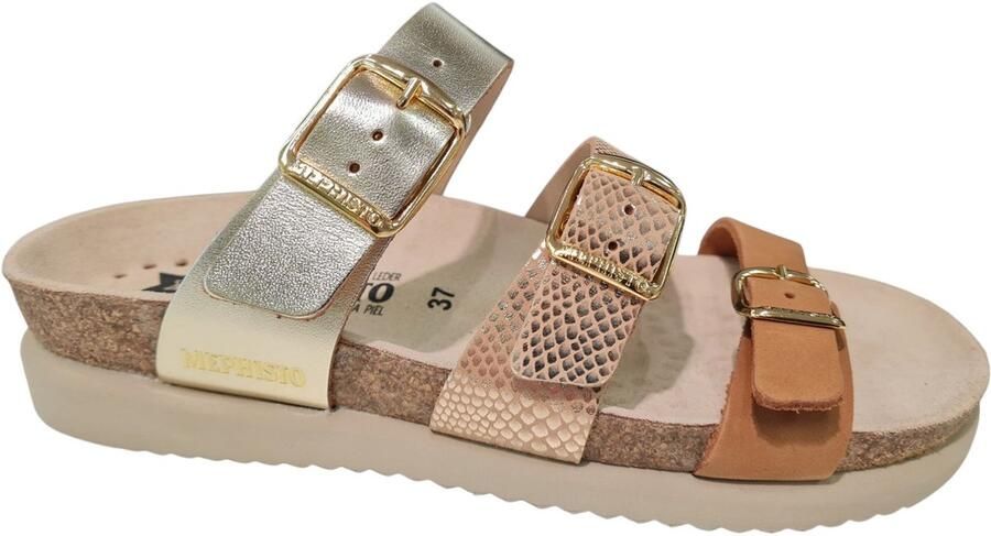 Mephisto Hyacinta Leren Dames Slippers Goud Bruin