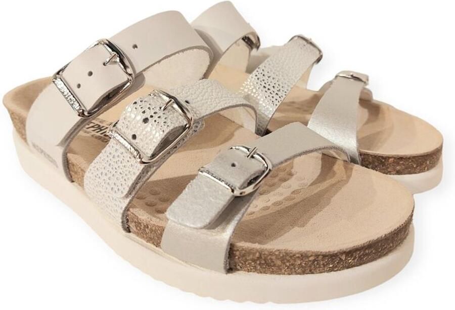 Mephisto Hyacinta Leren Dames Slippers Zilver Wit