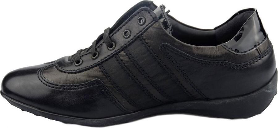 Mephisto Zwarte leren veterschoen voor dames Black