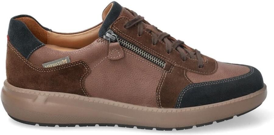 Mephisto JAMY Blauw Cognac herenschoenen met rits- en vetersluiting