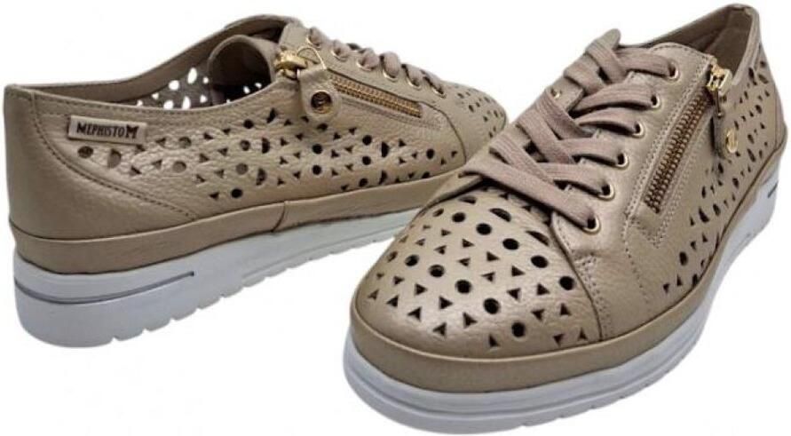 Mephisto June Perfo Beige Comfort Veterschoen Dames