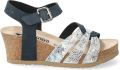 Mephisto Blauwe damessandaal met klittenbandsluiting - Multicolor