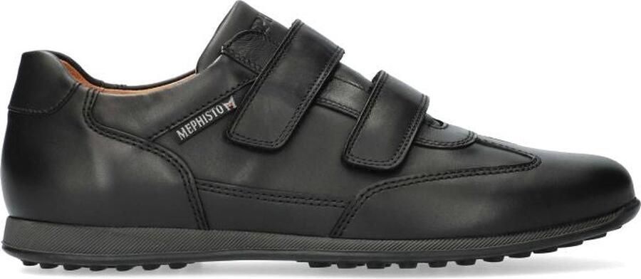 Mephisto Zwarte Leren Klittenbandschoenen voor Heren Black