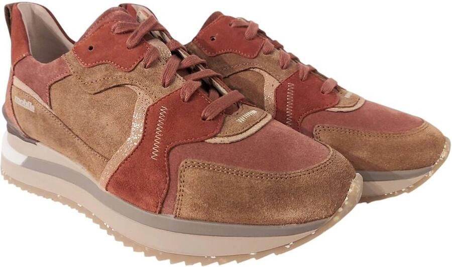 Mephisto Mobils Sneaker Janel Tobacco Bruin Rood Combi