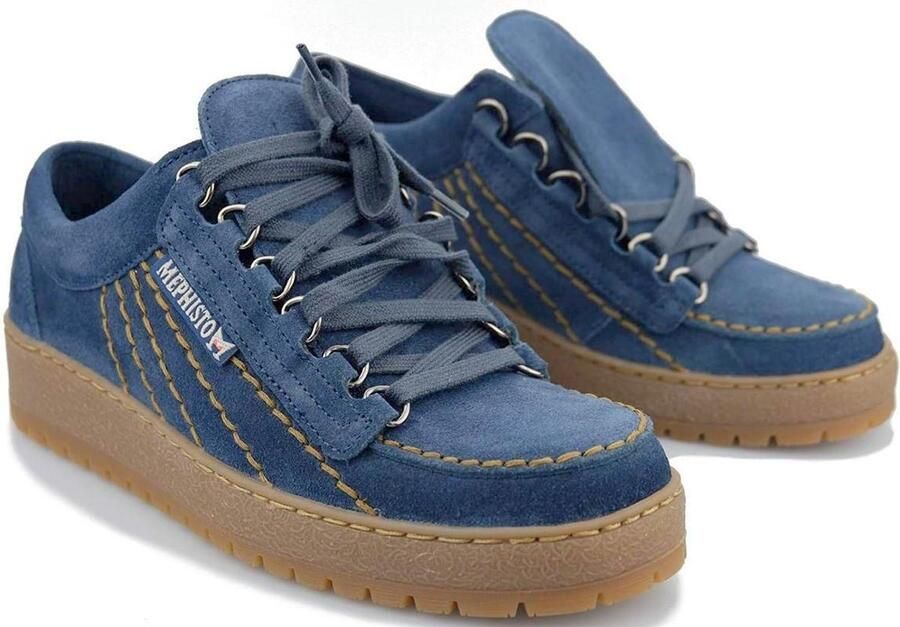 Mephisto Rainbow Veterschoen Blauw Mulberry