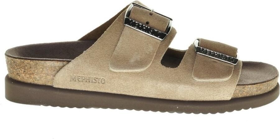Mephisto Taupe Dames Slipper 2 Gespen