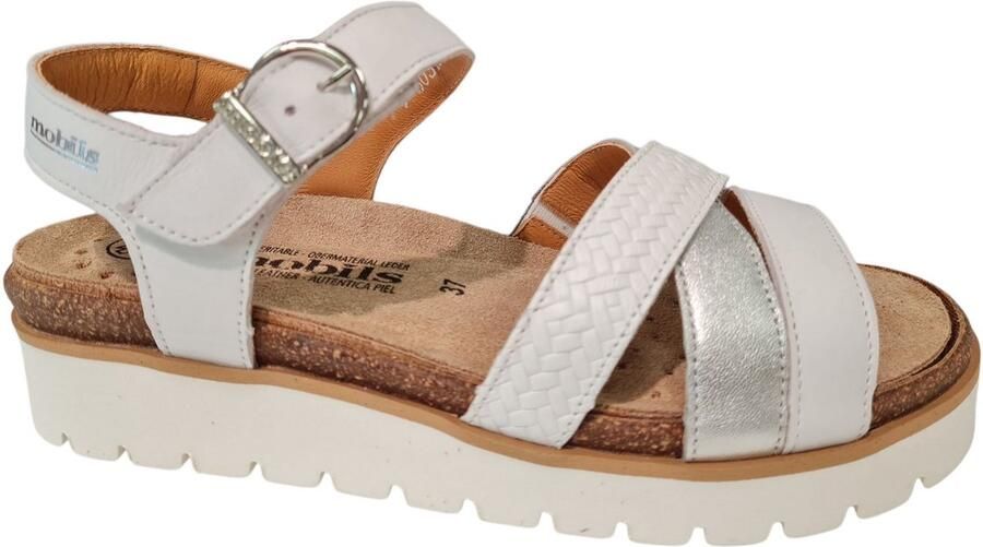 Mephisto Thina Leren Dames Sandalen Wit