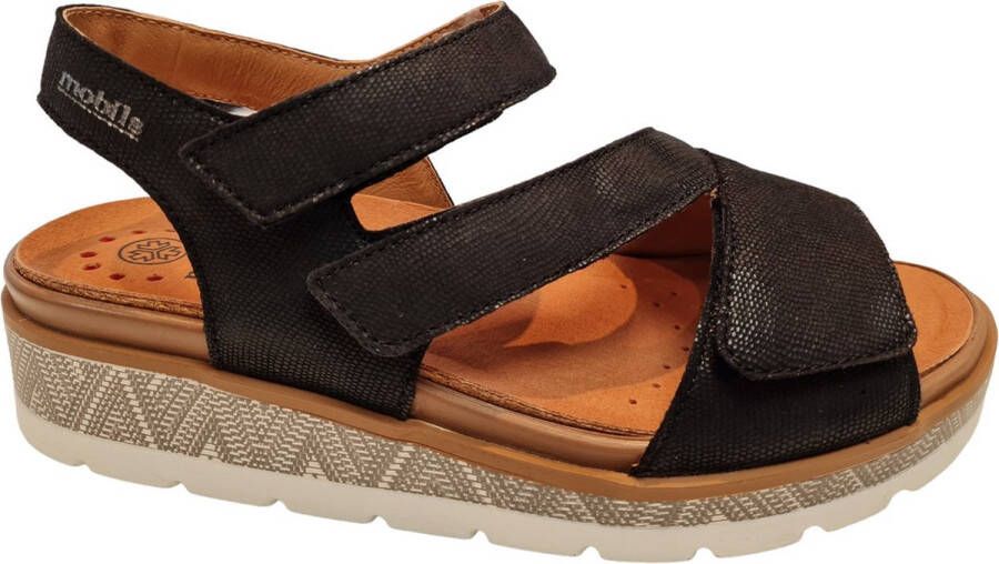 Mephisto MERIL ARTESIA 8100 Zwarte dames sandalen met klittenband sluiting