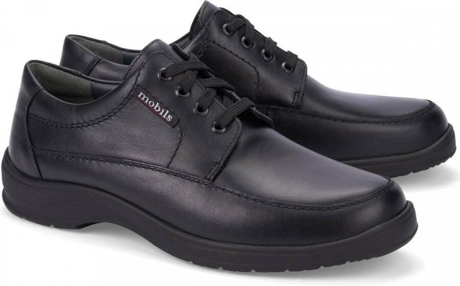 Mephisto Ezard Zwarte Leren Veterschoen voor Brede Pasvorm Black Heren - Foto 2