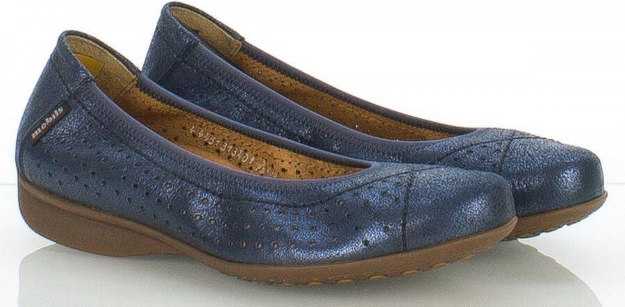 Mephisto Blauwe Leren Ballerina met Brede Pasvorm Blue Dames