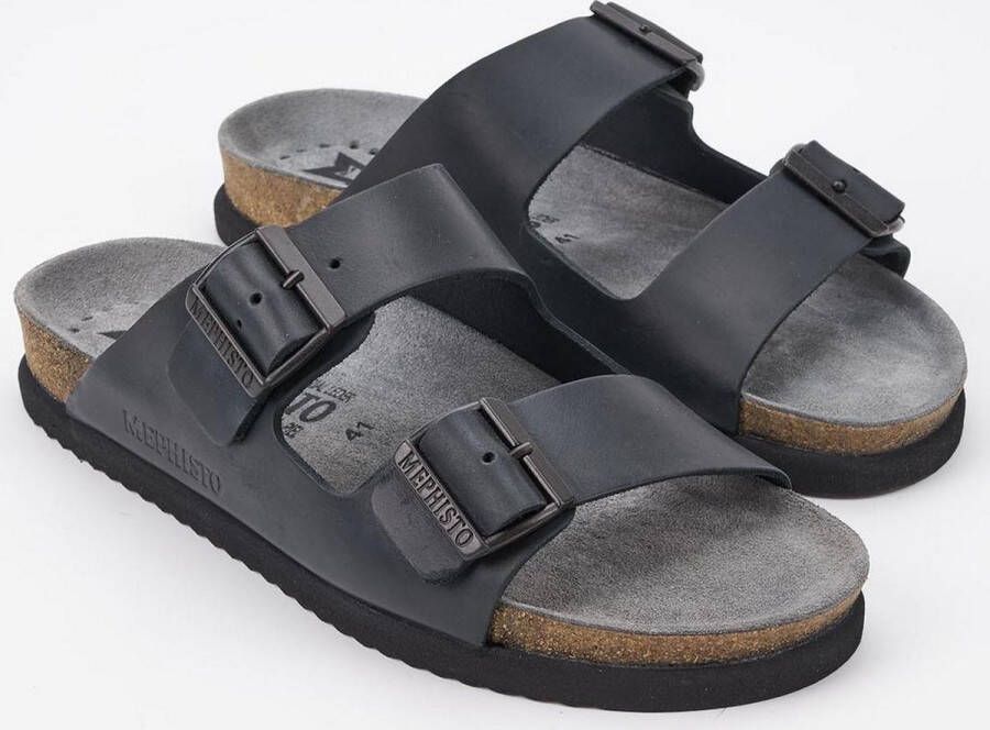 Mephisto NERIO zwart lederen heren slippers