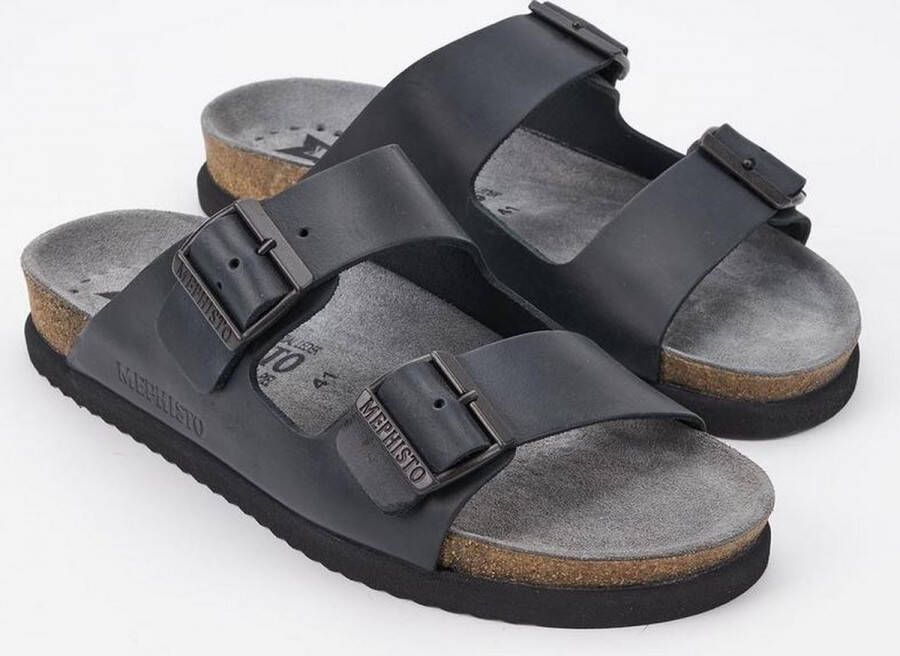 Mephisto NERIO zwart lederen heren slippers