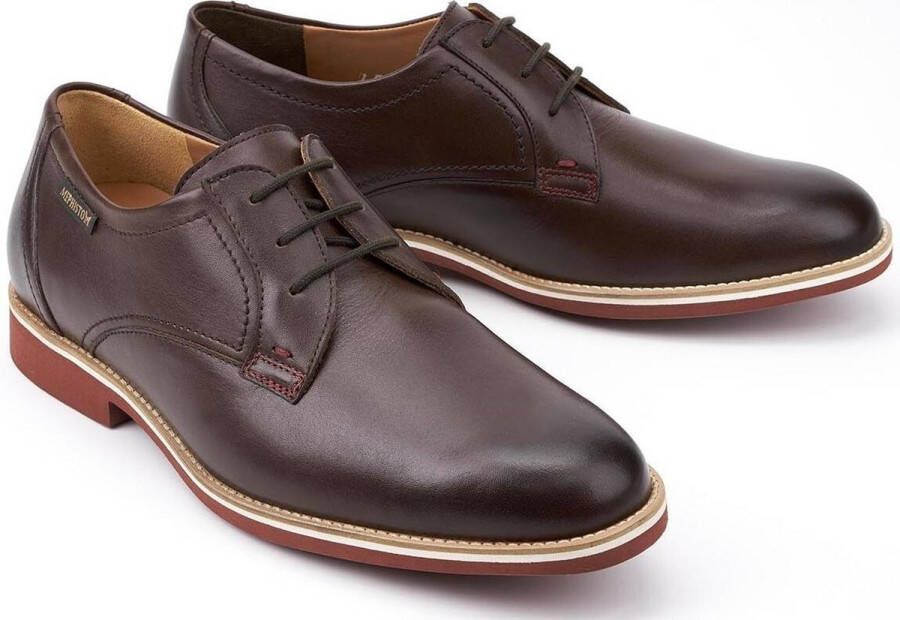 Mephisto Donkerbruine Leren Veterschoen Brown Heren