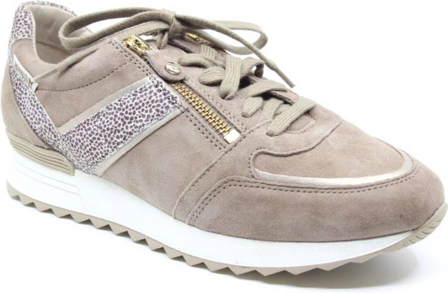 Mephisto TOSCANA 12218 42334 9553 Taupe kleurige dames sneaker met ritsen en een uitneembaar voetbed