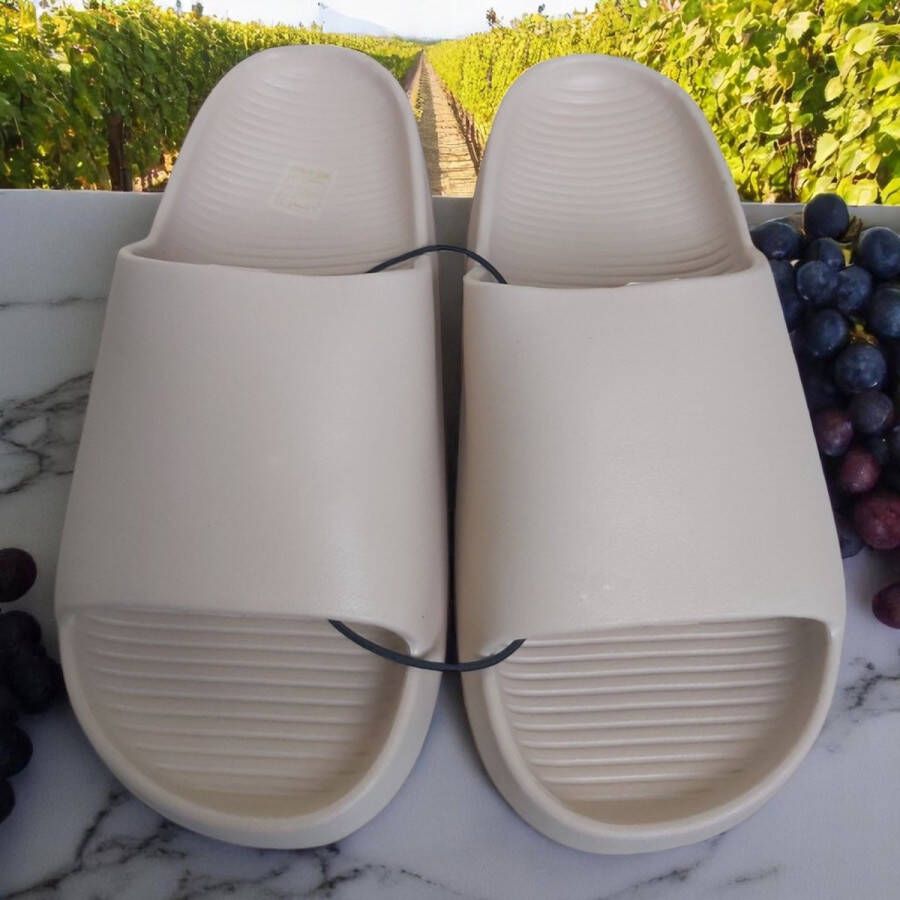 merkloos Heren slippers effen beige
