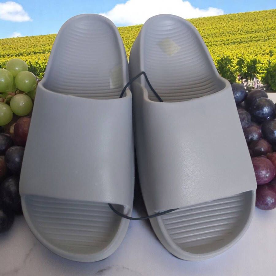 Merkloos Unisex slippers effen grijs 41 (advies bestel 1 maat groter)