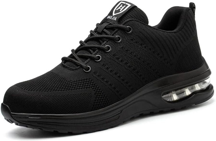 Merkloos Unisex veiligheidsschoenen met stalen neus werkschoenen industriële en bouwsportschoenen lekbestendige lichtgewicht werkschoenen zwart