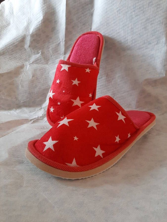 merkloos pantoffels instappers rood dames