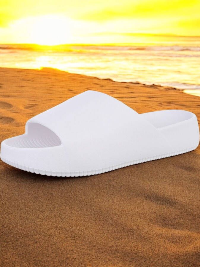 Merkloos Slippers effen wit 44 Unisex voor en