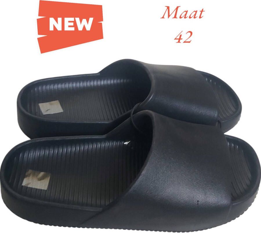 Merkloos Unisex slippers effen zwart