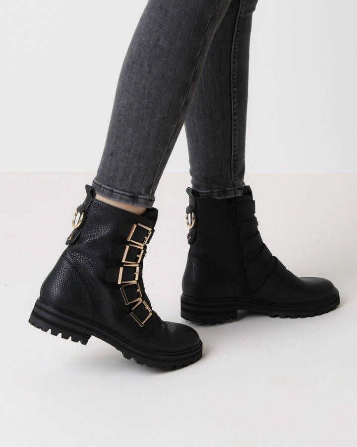 Mexx Dido leren bikerboots zwart - Schoenen.nl