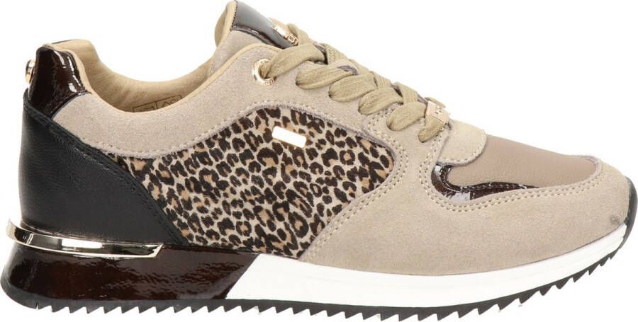 Mexx Fleur suède sneakers met panterprint taupe - Foto 7