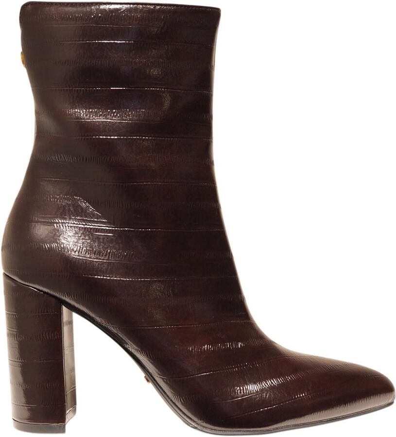 Mexx Vida Indy imitatieleren enkellaarzen met blokhak donkerbruin - Foto 6