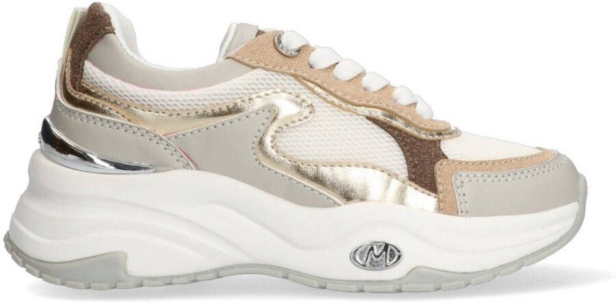 Mexx Kids XX825100-703 Meisjes Lage Sneakers Beige Grijs Wit Leer Veters