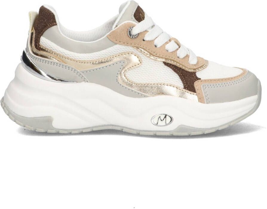 Mexx Kids XX825100-703 Meisjes Lage Sneakers Beige Grijs Wit Leer Veters