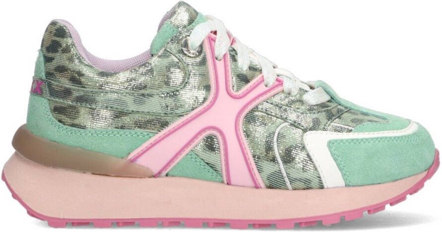 Mexx Kids XX825250-563 Meisjes Lage Sneakers Groen Print Roze Leer Veters