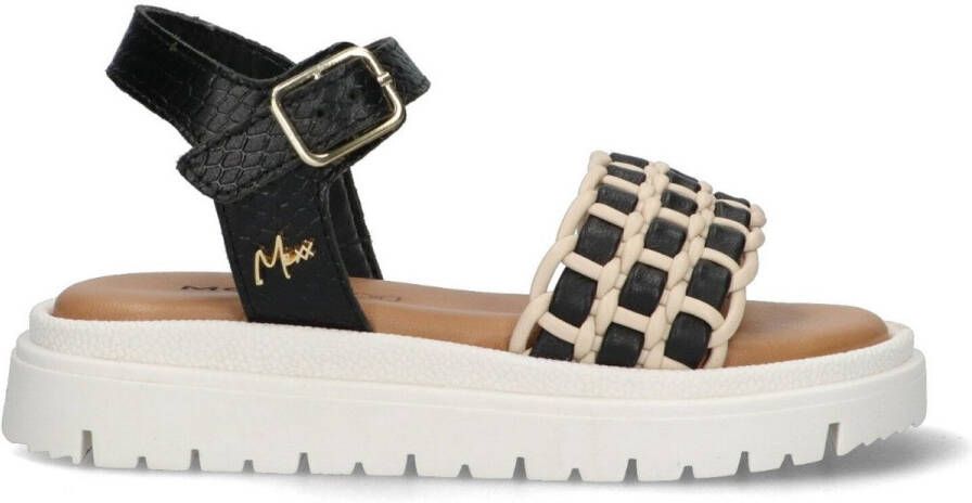 Mexx Kids XX825431-789 Meisjes Platte Sandalen Zwart Print Leer Klittenband