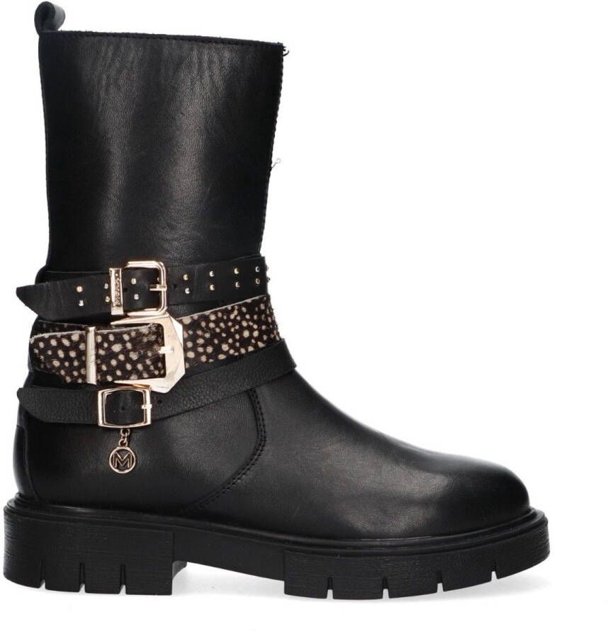 Mexx Kids XX825540-589 Meisjes Biker Boots Zwart Leer Gesp Met Rits