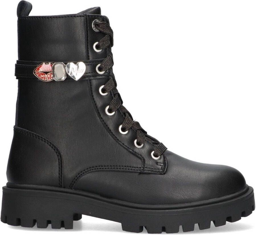 Mexx Kids XX825592-789 Meisjes Biker Boots Zwart Imitatieleer Veters