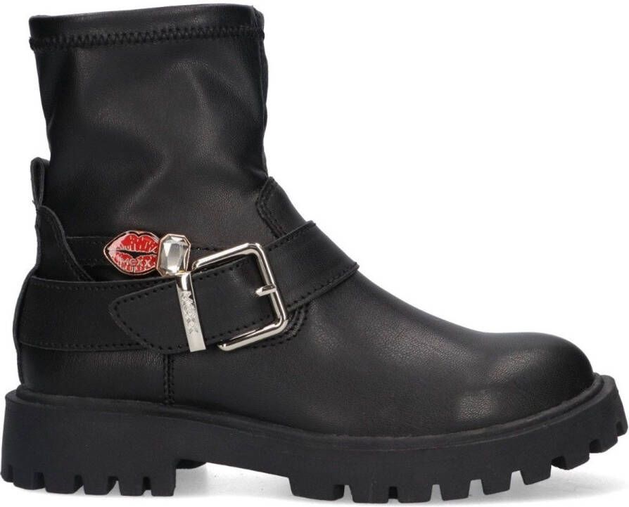 Mexx Kids XX825593-789 Meisjes Biker Boots Zwart Imitatieleer Gesp Met Rits