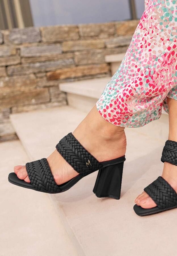 Mexx Zwarte Leren Muiltjes Lilah Black Dames - Foto 7