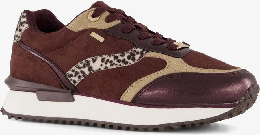 Mexx XX By dames sneakers met dierenprint bordeaux rood Uitneembare zool